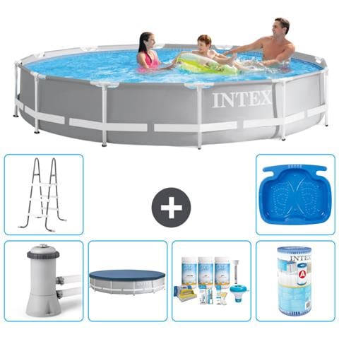 Piscina Fuori Terra - In Giro - 366x76 Cm - Grigio - Include Accessori Coordinati A2084 - Foto 1