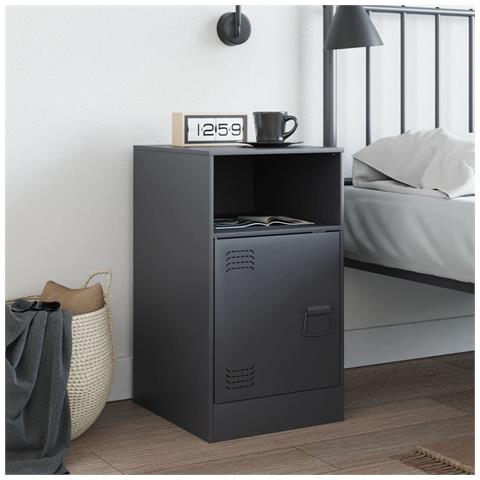 Lusso Casadino -  Comodino Antracite 34,5x39x62 Cm In Acciaio - Foto 2