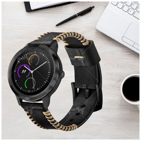 Cinturino In Pelle Premium Per Garmin Vivoactive 3/hr (20mm) Black - Foto 1