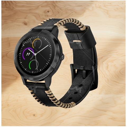 Cinturino In Pelle Premium Per Garmin Vivoactive 3/hr (20mm) Black - Foto 2