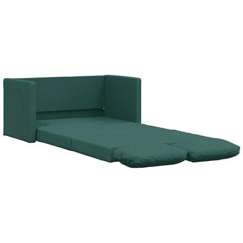 Divano Letto da Terra 2 in 1 Verde Scuro 112x174x55 cm Tessuto - Foto 1