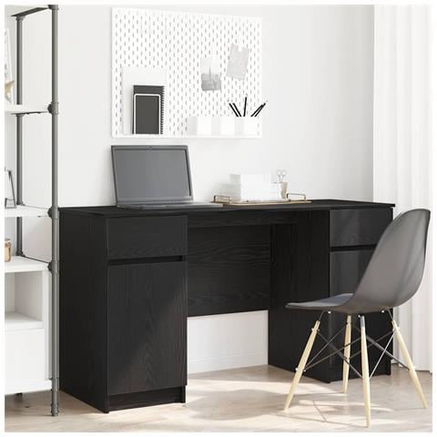 Scrivania Nero Rovere 140x49x76 cm Legno ingegnerizzato - Foto 2