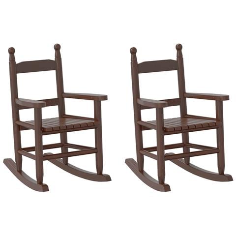 Sedie a Dondolo per Bambini 2 pz Marrone Legno Massello Pioppo - Foto 1