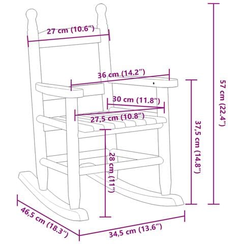 Sedie a Dondolo per Bambini 2 pz Marrone Legno Massello Pioppo - Foto 8
