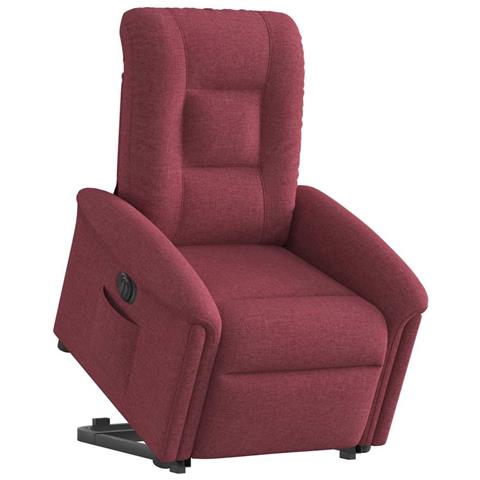 Poltrona Alzapersona Reclinabile Elettrica Rosso Vino Tessuto - Foto 2