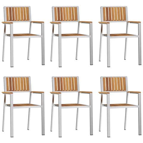 Sedie da giardino impilabili  6 pcs 54.5x56x87 cm Legno massello di acacia, Sedie da giardino impilabili  2 pcs Legno massello di acacia e metallo, Sedie da giardino impilabili  4 pcs Legno massello di acacia e metallo - Foto 1