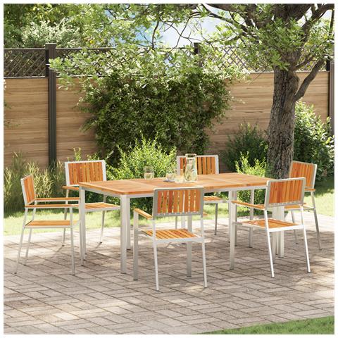 Sedie da giardino impilabili  6 pcs 54.5x56x87 cm Legno massello di acacia, Sedie da giardino impilabili  2 pcs Legno massello di acacia e metallo, Sedie da giardino impilabili  4 pcs Legno massello di acacia e metallo - Foto 2