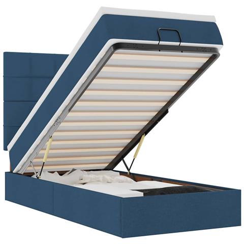 Pouf Letto con Materasso Blu 100x200 cm in Tessuto - Foto 1