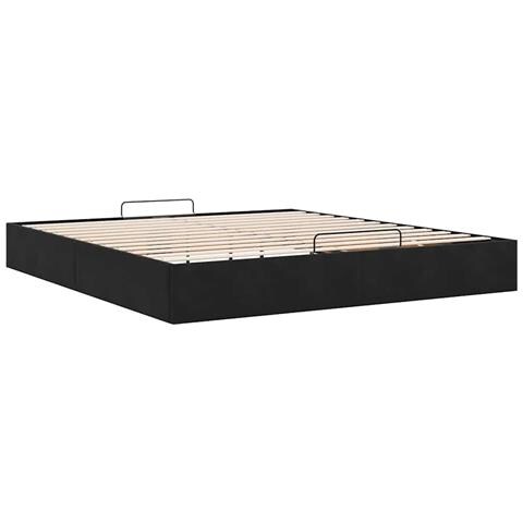 Struttura Letto Pouf senza Materasso Nero 180x200 cm in Velluto - Foto 9