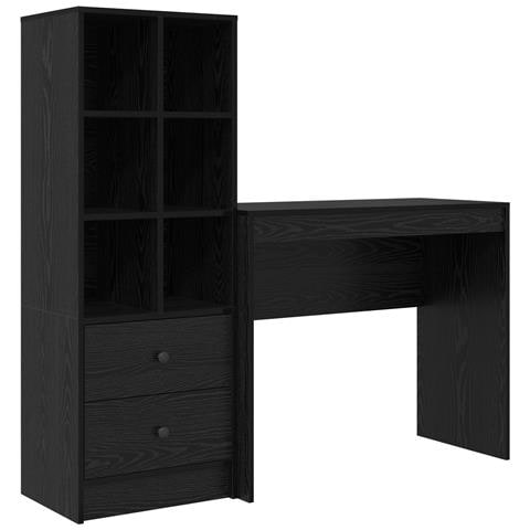 Scrivania con Storage Rovere Nero Legno Ingegnerizzato - Foto 1