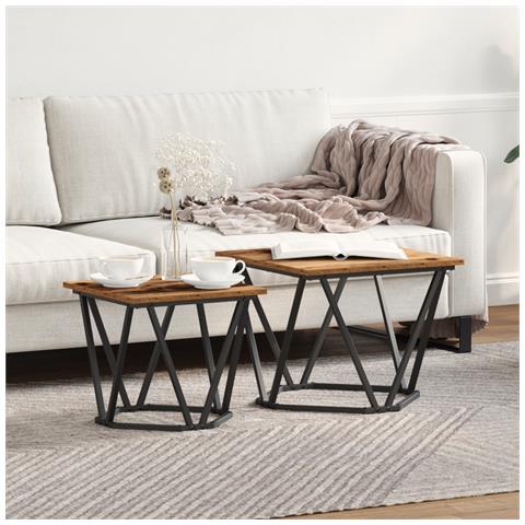 Tavolini 2 pezzi in Legno Vecchio in Compensato - Foto 2