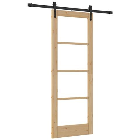 Porta Scorrevole con Set di Accessori 'ORKDAL'73.5 x 198.5 cm, Porta Interna con Vetro 'ORKDAL'73.5 x 198.5 x 4 cm in Legno Massello di Pino - Foto 1