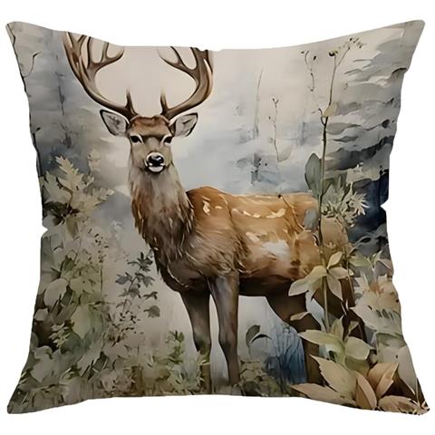 Federa Natalizia Per Cuscino Con Renna In Cotone 45 X 45 Cm - Foto 1