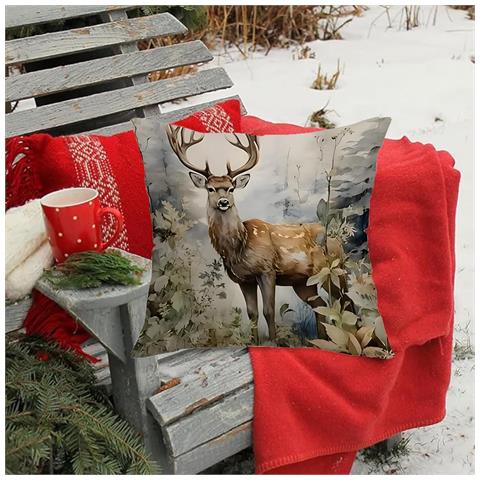 Federa Natalizia Per Cuscino Con Renna In Cotone 45 X 45 Cm - Foto 6