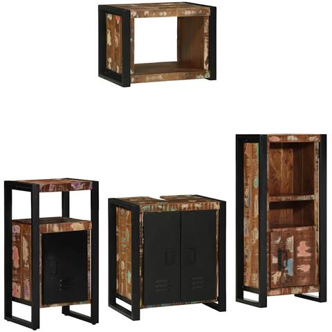 Set di mobili per il bagno 4 pcs Legno massello riciclato - Foto 1