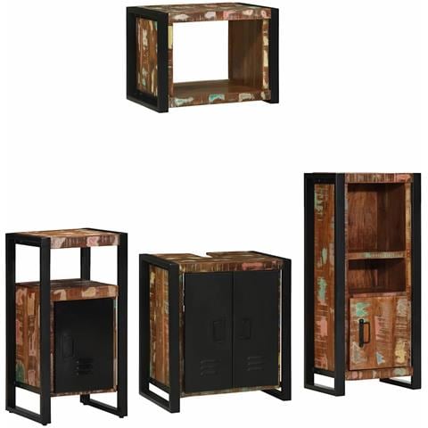 Set di mobili per il bagno 4 pcs Legno massello riciclato - Foto 2