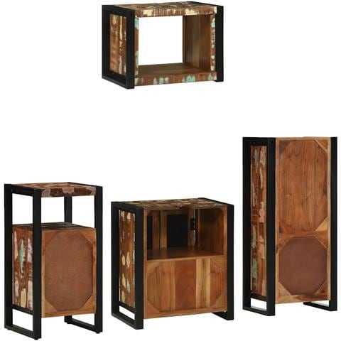 Set di mobili per il bagno 4 pcs Legno massello riciclato - Foto 9