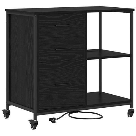 Mobile per Ufficio con ruota Rovere nero 76 x 41 x 72 cm - Foto 1