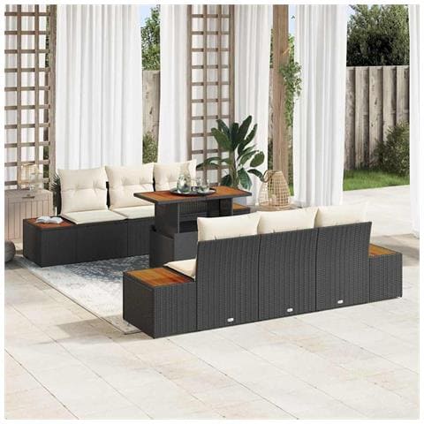 Set Divano da Giardino con archiviazione 7 pcs Nero Poly Rattan - Foto 2