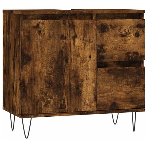 Set Mobili da Bagno 3 pz Rovere Fumo in Legno Multistrato - Foto 9