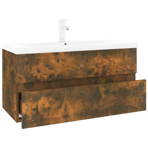 Mobile Bagno con Lavabo Integrato Rovere Fumo Legno Multistrato - Foto 1