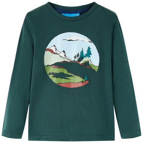 Maglietta da Bambino Maniche Lunghe Verde Scuro 104 - Foto 1