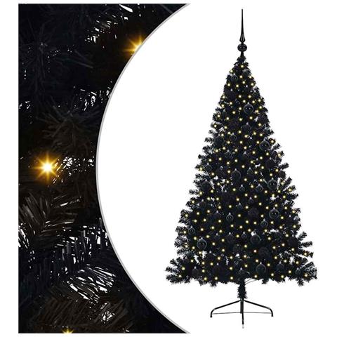 Albero di Natale artificiale con luci integrate Nero 180 cm PVC - Foto 1