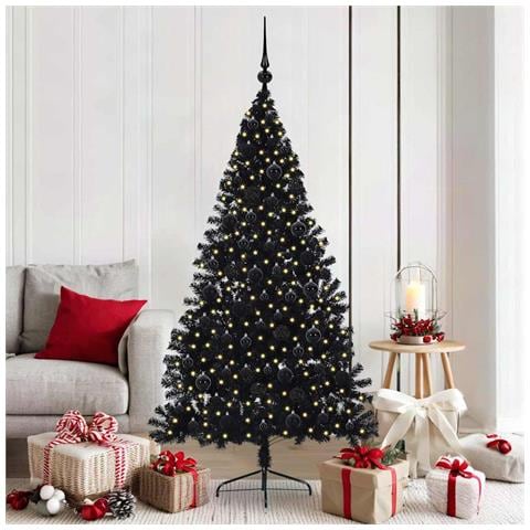 Albero di Natale artificiale con luci integrate Nero 180 cm PVC - Foto 2