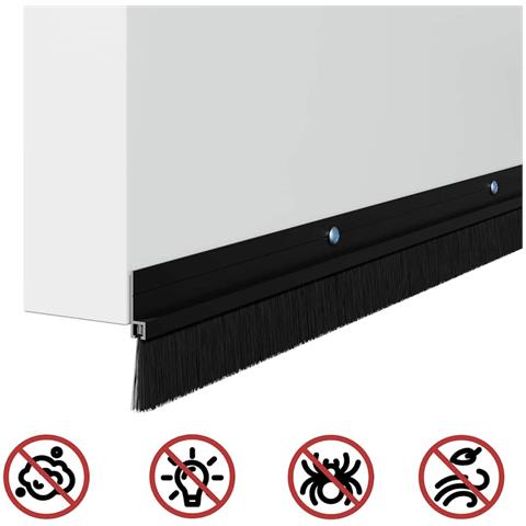 Spazzole per porte a vite 12 pcs Nero 100 cm Lega di alluminio - Foto 9