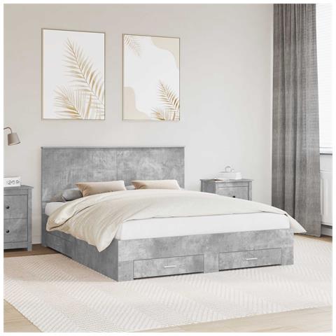 Struttura del letto con testiera Grigio cemento 160 x 200 cm - Foto 2