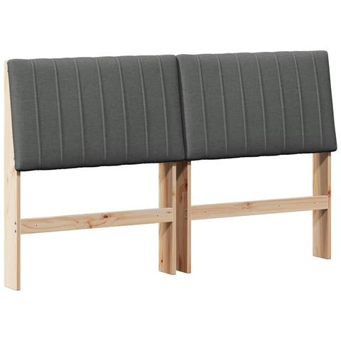 Testiera imbottita Grigio scuro 150 cm Pino massello - Foto 1