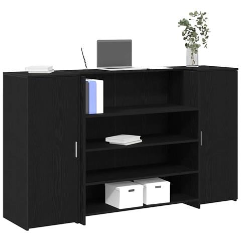 Scrivania per Reception Rovere Nero 180x50x103,5 cm in Legno di Argilla - Foto 2