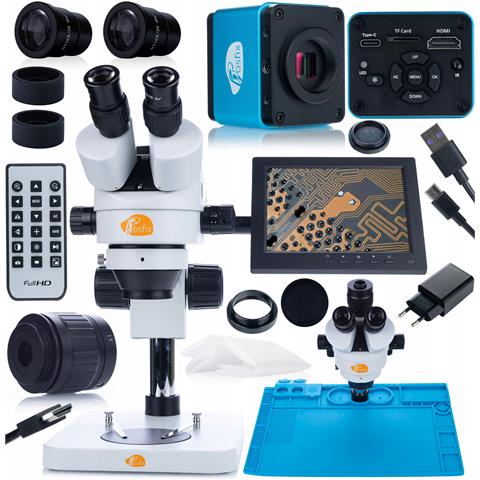Set Microscopio Professionale Mercury Pro Con Telecamera, Display 8"" E Tappetino In Silicone - Testa Trinoculare, Zoom 7x-45x, Ideale Per Elettronica E Gioielleria - Foto 1