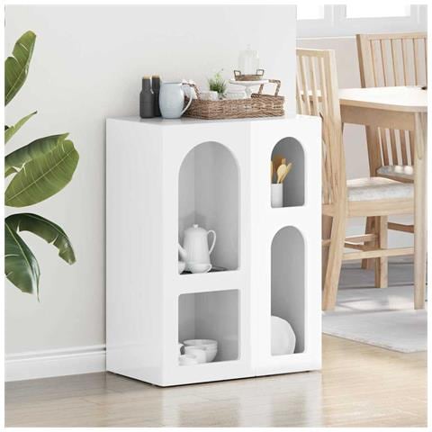 Credenza Bianco Lucido 59 x 35 x 80.5 cm Legno multistrato - Foto 2