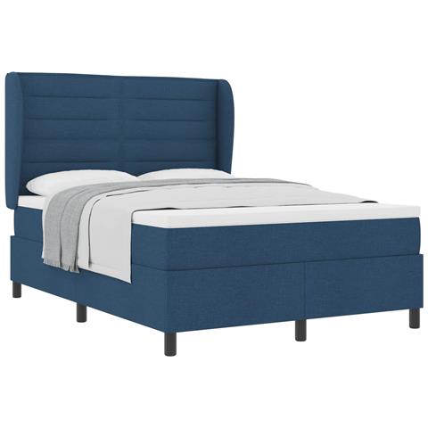 Letto a molle con materasso Blu 140 x 200 cm Tessuto - Foto 1