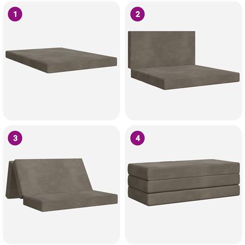 Divano Letto Pieghevole 140 x 67 x 45 cm Grigio Chiaro - Foto 9