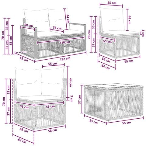 Set Divano da Giardino 10 pcs Beige polyrattan - Foto 9