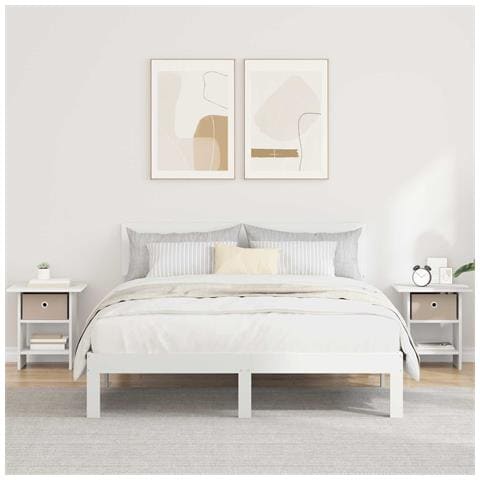 Comodino 2 pcs Bianco 41 x 40 x 45 cm Legno multistrato - Foto 2