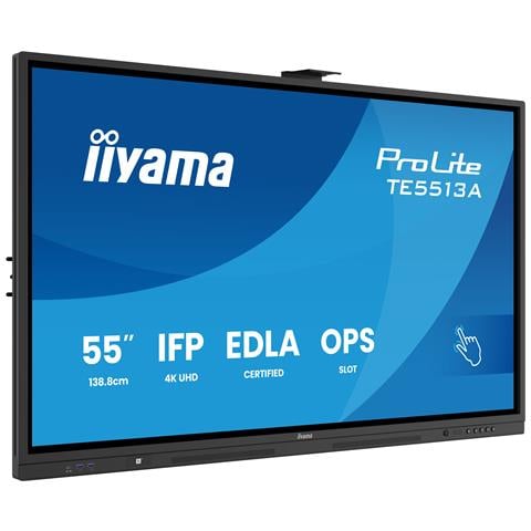 TE5513A-B2AG visualizzatore di messaggi Pannello piatto interattivo 138,7 cm (54.6") Wi-Fi 500 cd /m² 4K Ultra HD Nero Touch screen Processore integrato Android 24/7 - Foto 1
