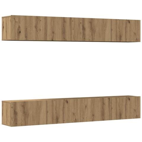 Set di 4 mobili porta TV a parete Rovere Artigianale 100x30x30 cm - Foto 1