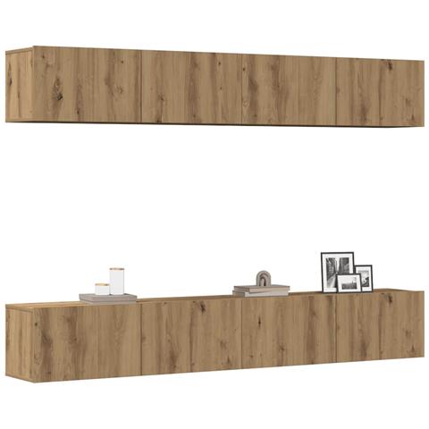 Set di 4 mobili porta TV a parete Rovere Artigianale 100x30x30 cm - Foto 2