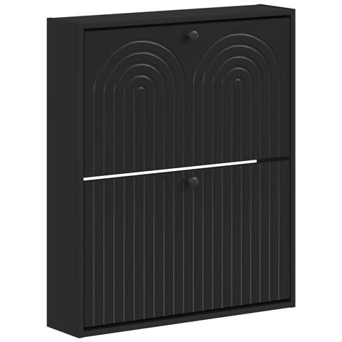 Mobiletto per Scarpe da Muro ALKMAAR 71 x 17 x 86 cm Nero - Foto 1