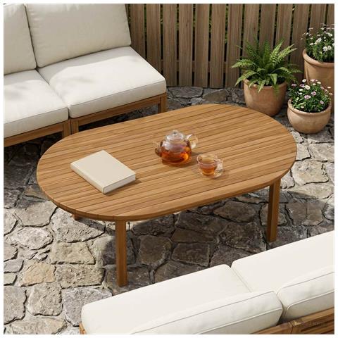 Piano del tavolo 120 x 70 x 3,5 cm Ovale Legno di teak solido - Foto 2
