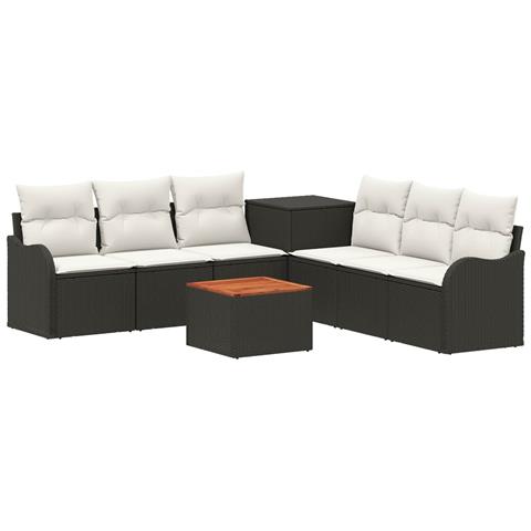 Set di divani 8 pz Nero e Bianco Crema - Foto 1
