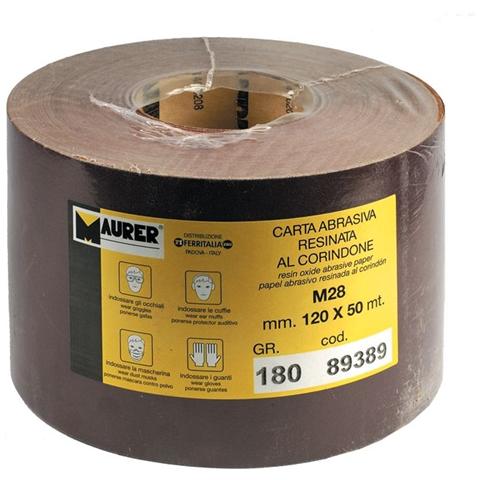 Carta Abrasiva Resinata al Corindone M28 H:120mm Grana 60 in Rotolo 50Mt Maurer