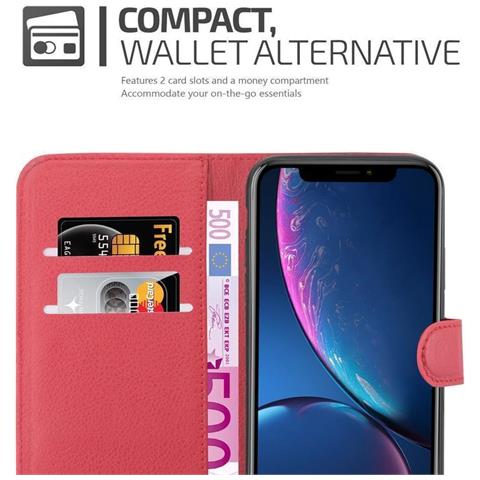 Cadorabo Custodia Compatibile Con Apple Iphone Xr In Rosso Carminio - Coperchio Protettiva Con Chiusura Magnetica, Funzione Stand E Tasca Per Le Carte - Foto 2