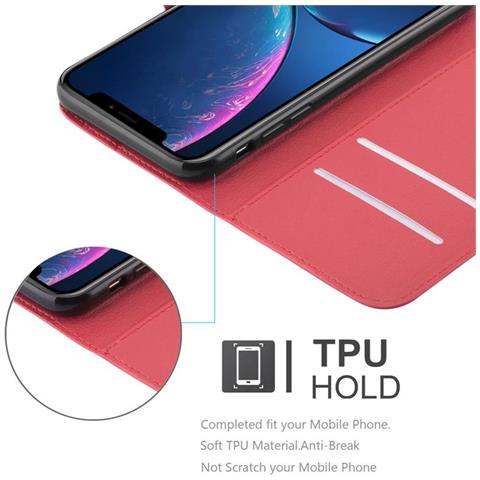 Cadorabo Custodia Compatibile Con Apple Iphone Xr In Rosso Carminio - Coperchio Protettiva Con Chiusura Magnetica, Funzione Stand E Tasca Per Le Carte - Foto 5