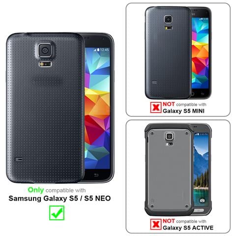 Catena Di Telefoni Cellulari Compatibile Con Samsung Galaxy S5 / S5 Neo In Nero Argento - Coperchio Protettivo In Silicone Con Anelli D'oro, Cinturino In Corda E Custodia Staccabile - Foto 10