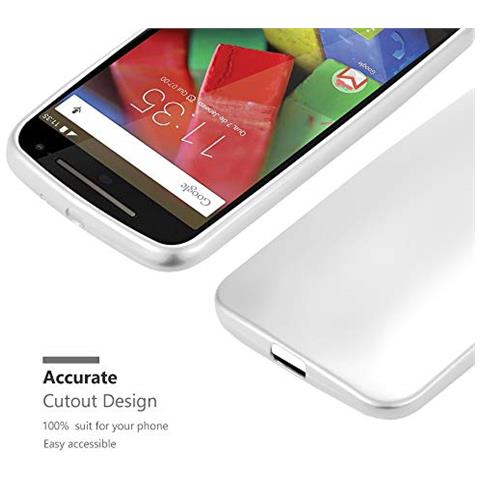 Custodia Compatibile Con Motorola Moto G2 In Argento Metallico - Coperchio Protettivo In Silicone Tpu Flessibile - Foto 2