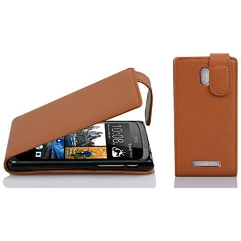 Custodia Compatibile Con Htc Desire 500 In Marrone Cioccolata - Coperchio Protettivo In Design Flip Realizzato In Similpelle Testurizzata - Foto 1